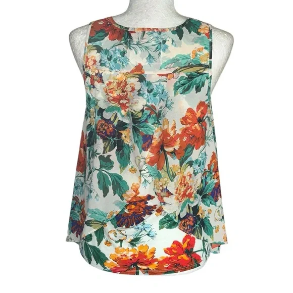 NEW Anthropologie Meadow Rue Floral Chiffon Jersey Knit Overlap Back Tank Top  M - Picture 8 of 15